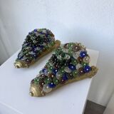 Pair of Art Nouveau bronze and Murano glass wall lights