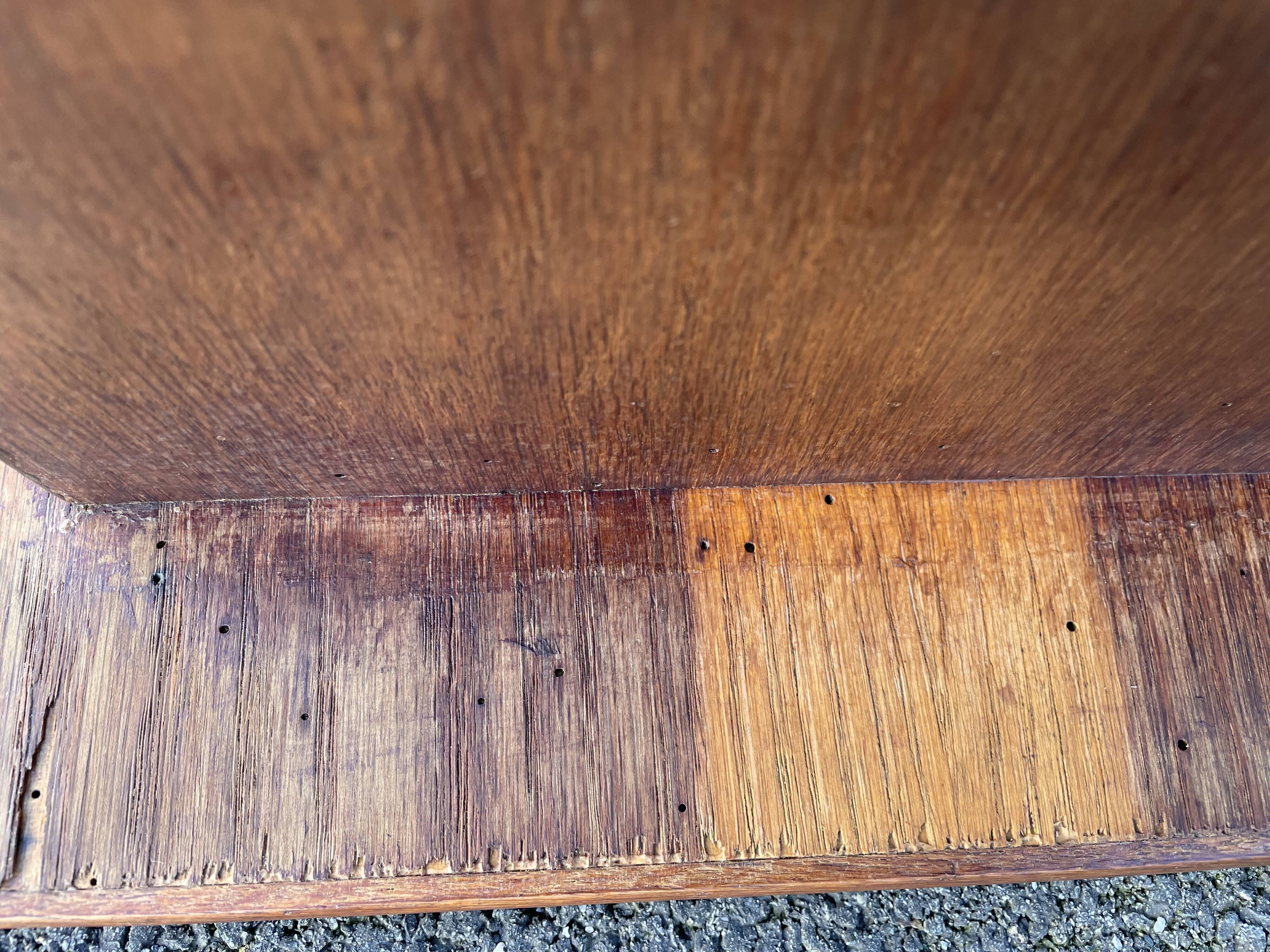 Modernist wooden desk with compass feet 1950