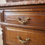 Interwar Walnut Vanity Dresser with Marble Top, 1930s