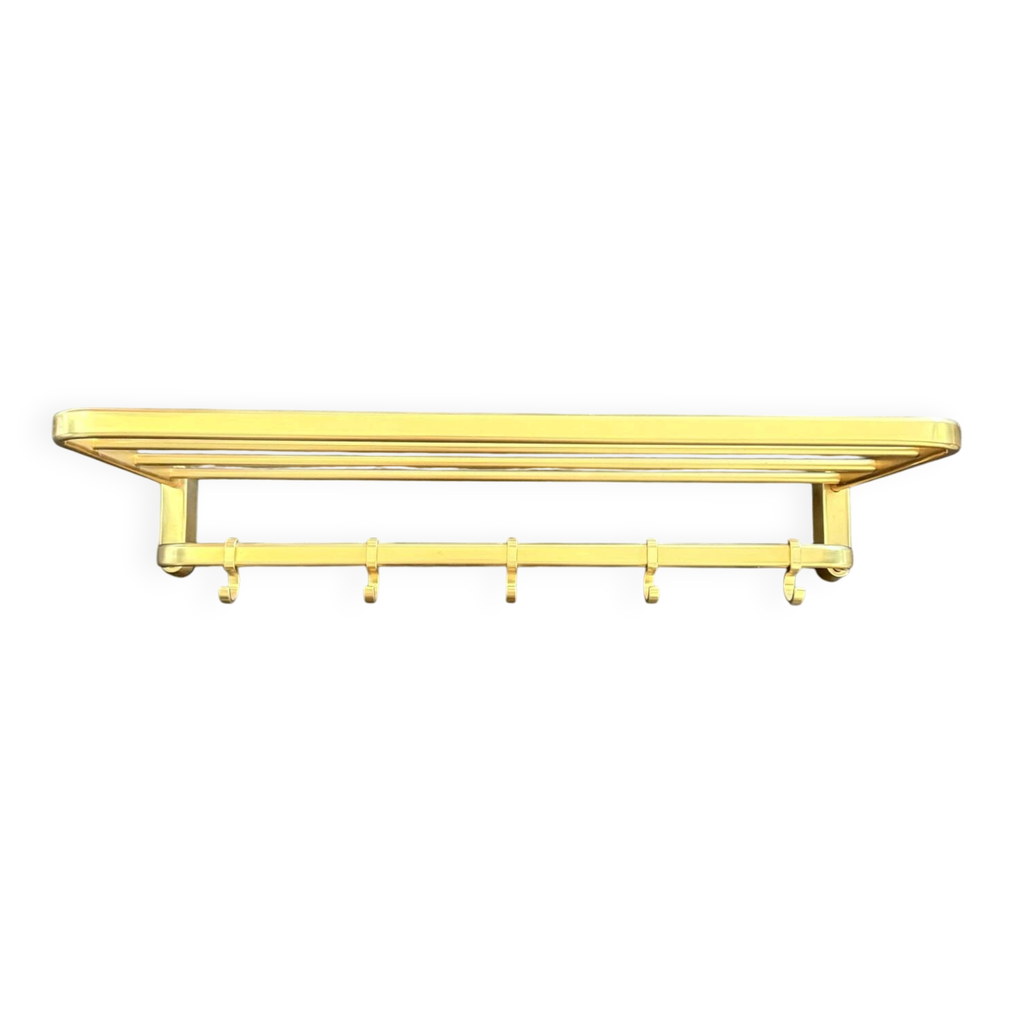 Vintage wall coat rack in gold aluminium – 1960s – 5 hooks