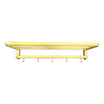 Vintage wall coat rack in gold aluminium – 1960s – 5 hooks
