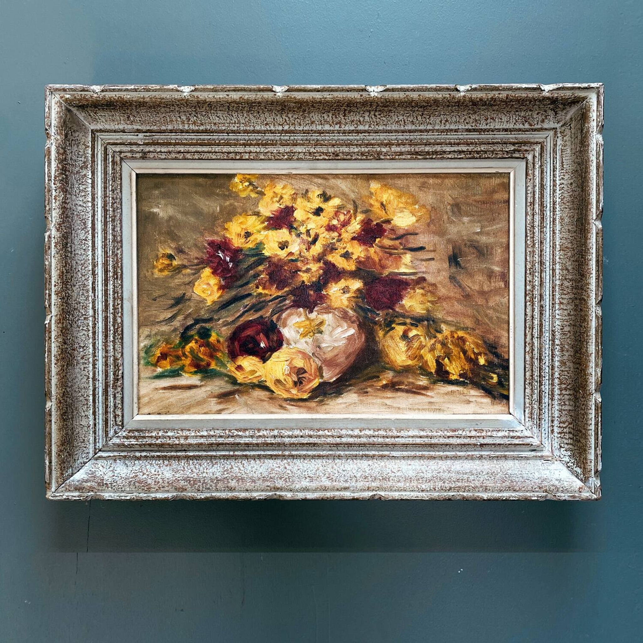 Nature morte à l'huile "Le bouquet jaune", milieu XXème