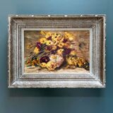 Nature morte à l'huile "Le bouquet jaune", milieu XXème