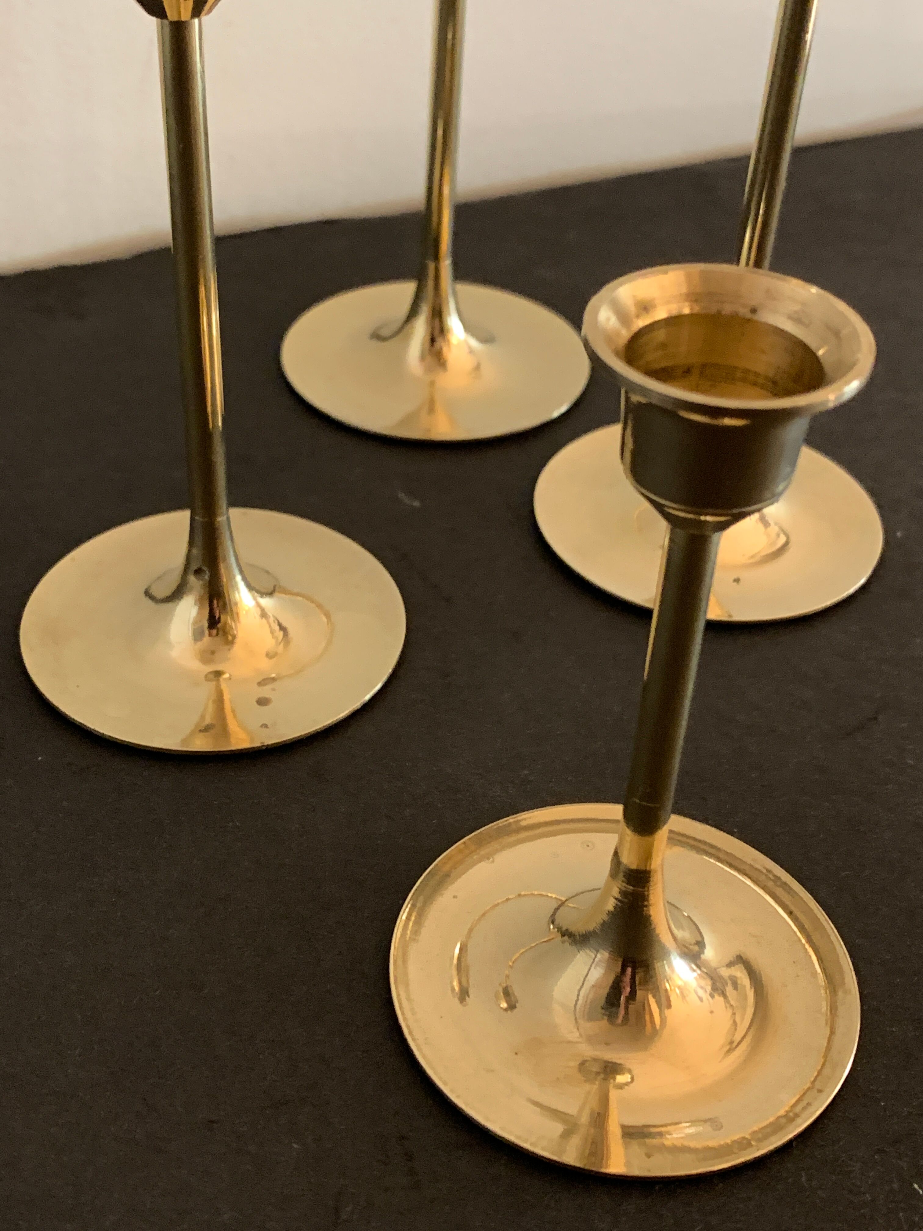 4 Scandinavian brass candle holders