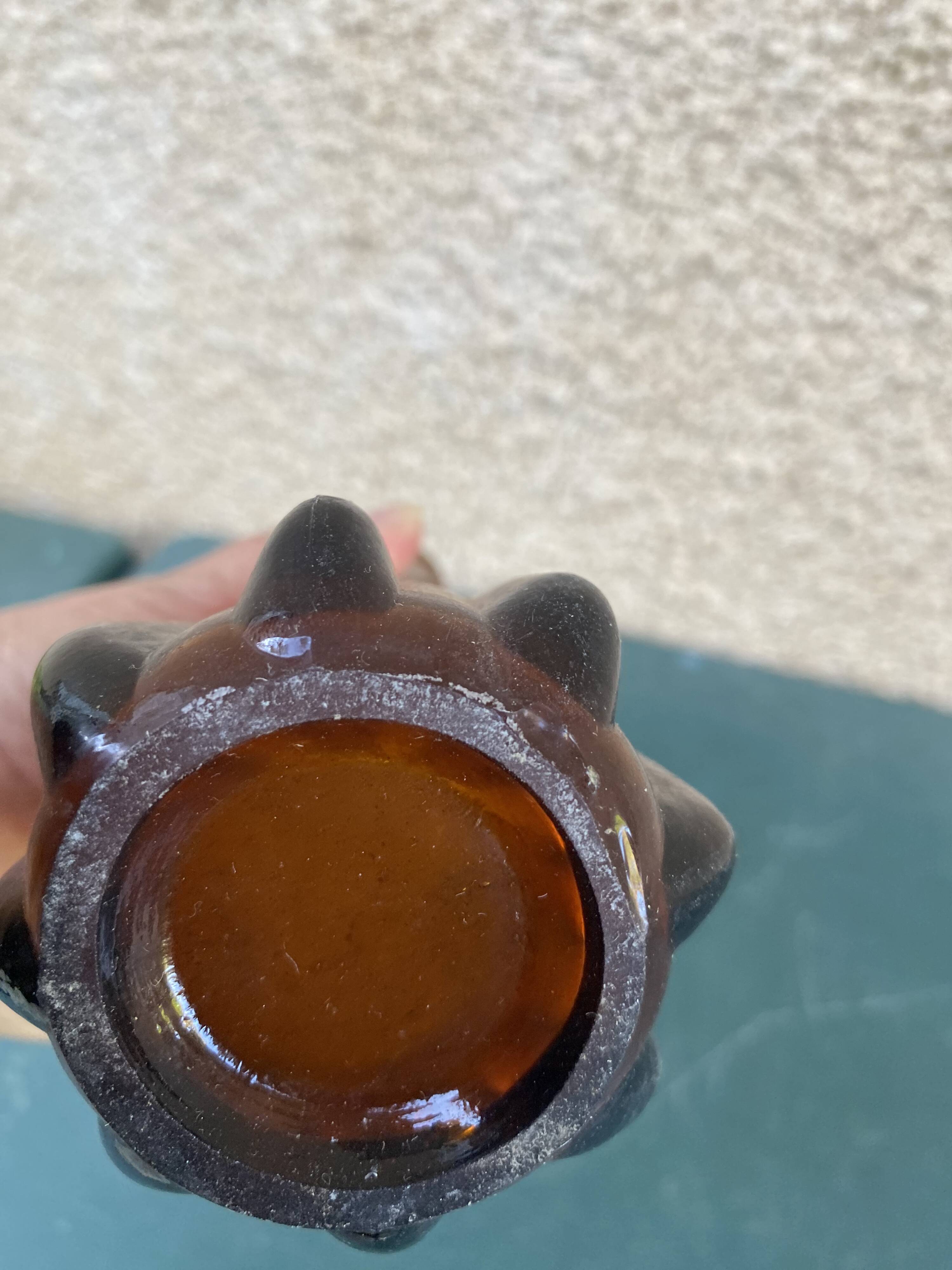 Vintage amber stretched glass vase in Vallauris / Murano style – Organic shape