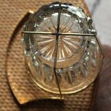 Seau à glaçons en verre dans structure métal doré vintage