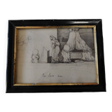 Dessin XIXème maternité cadre Napoléon III
