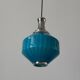 Blue glass ceiling light with a chrome frame, 1960s, Germany.