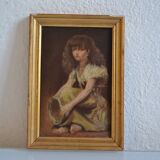 Jeune fille au tambourin Provence peinture ancienne HSP