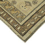 1960s Handmade Rustic Oriental Beige Carpet 115 cm x 222 cm