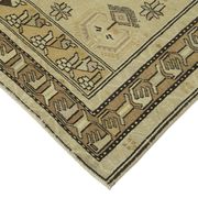 1960s Handmade Rustic Oriental Beige Carpet 115 cm x 222 cm