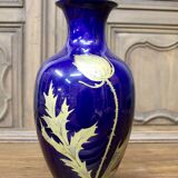 Vase with thistle by Gustave Asch, Tours blue, Sainte Radegonde