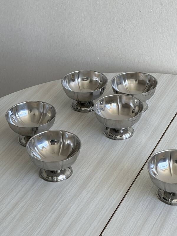 6 coupelles sur pied en inox style Letang Remy