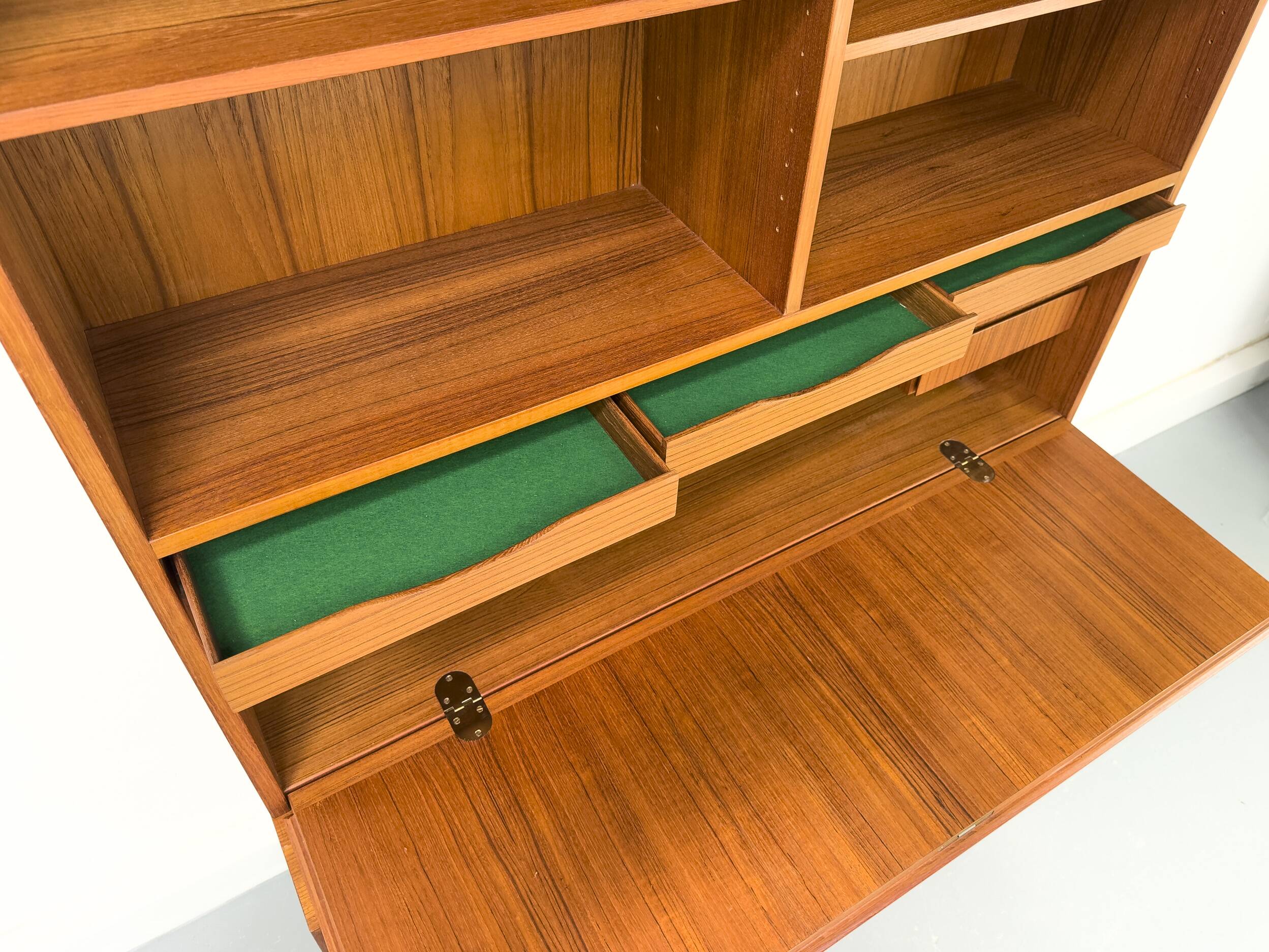 Vintage Teak Bookcase with Desk from Omann Jun, 1960s