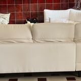 Panoramic sofa design white and ottoman new condition