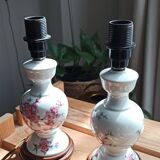Pair of floral pattern bedside lamps