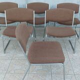 Set of 6 vintage low chairs in chrome metal