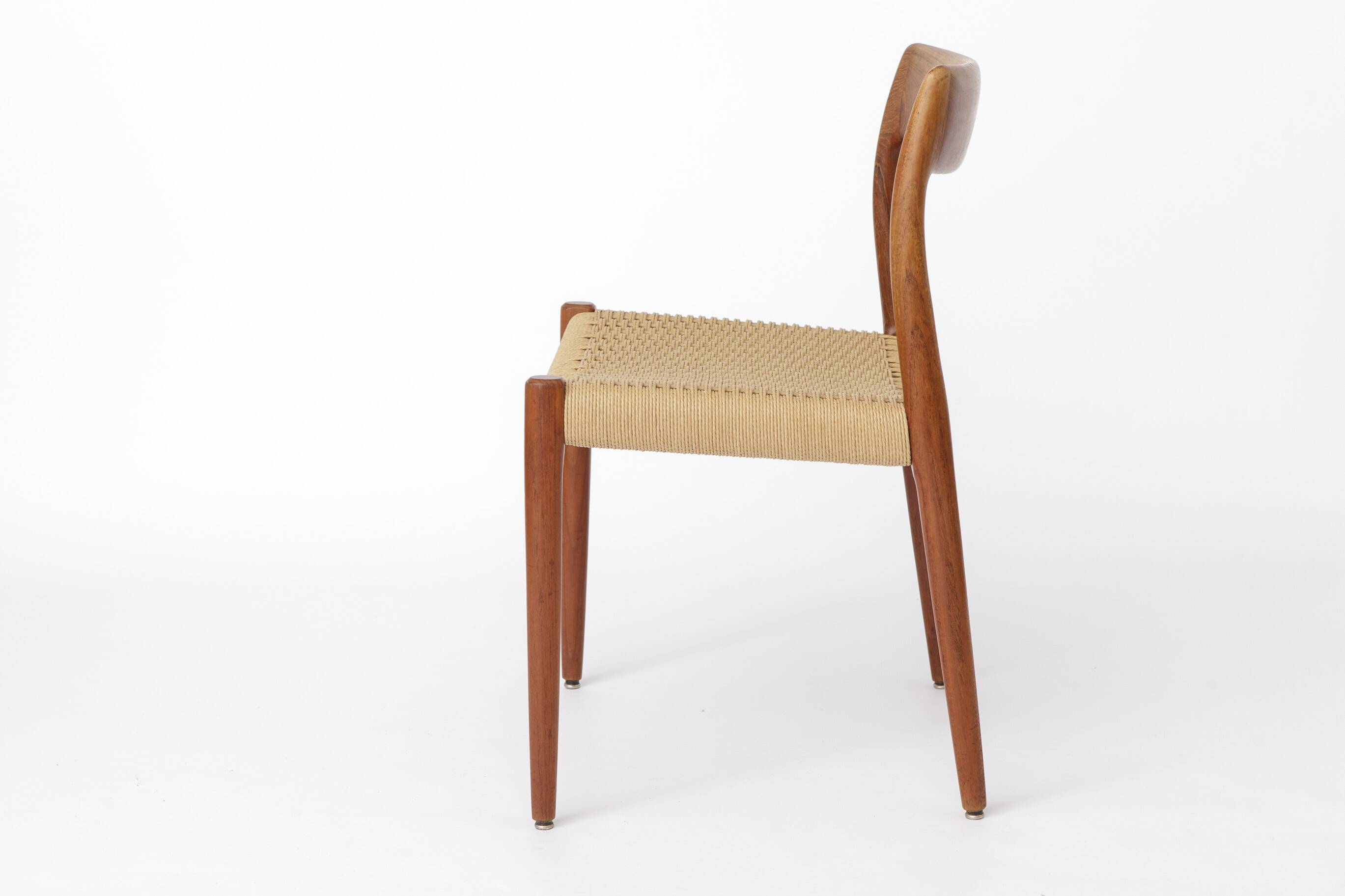 1 of 3 Niels Otto Møller Model 77 Teak Dining Chair,  Paper Cord, 1960s