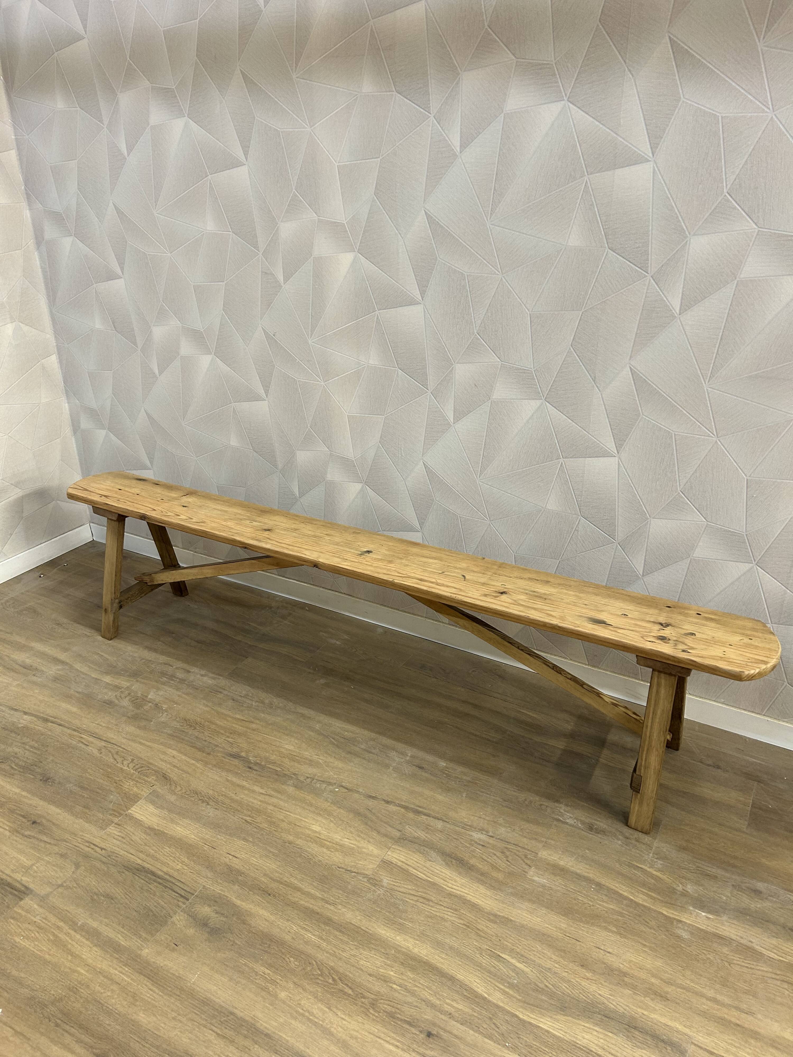 Solid wood farm bench stripped