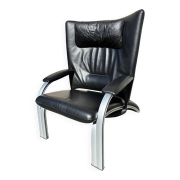 WK Wohnen Spot 698 reclining black lounge chair by Stefan Heiliger, 1980s