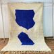 Beni Ourain rug in natural wool, blue and white, size 1.5/2.5 m.