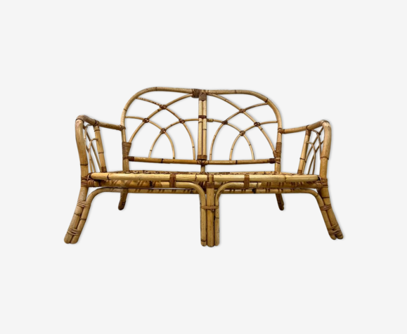 vintage rattan two-seater / seat / loveseat