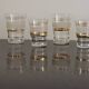Set of 5 water glasses and 5 aperitif glasses with granite decorations and gold edging from the 1950s