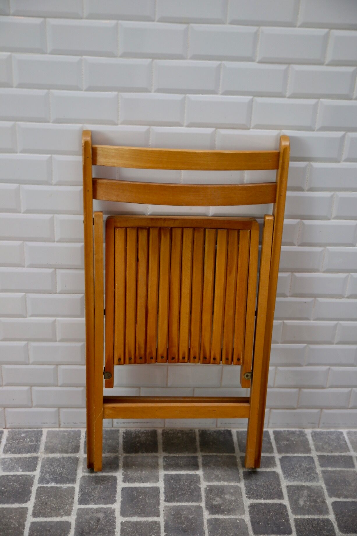 Set of 3 folding beech chairs