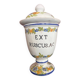 Medicine pot in polychrome enameled earthenware