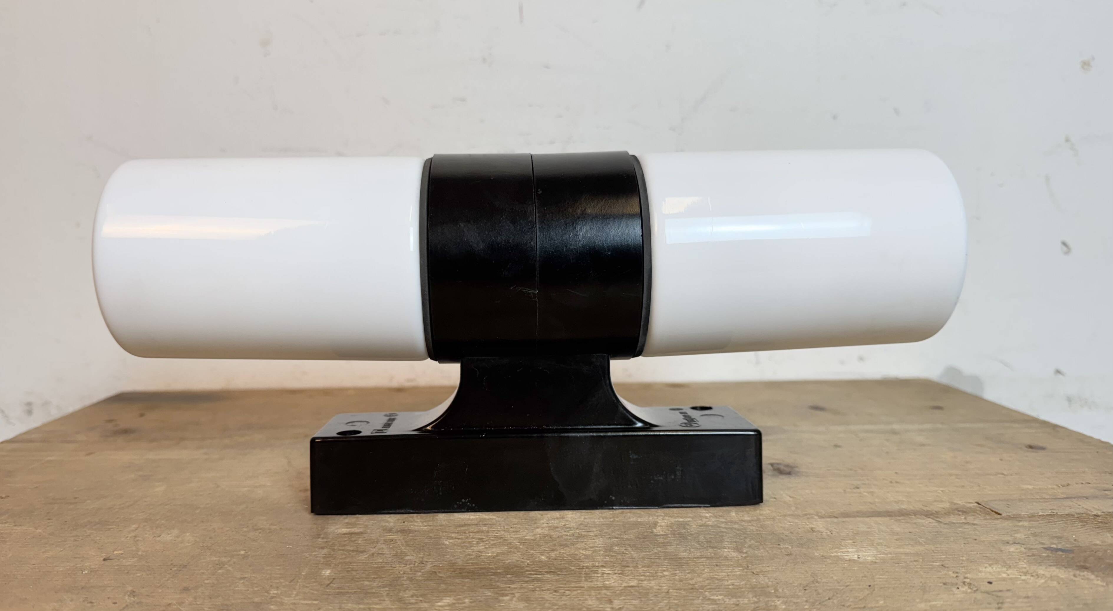 Industrial Brown Bakelite Wall Light with Milk Glass, 1960s