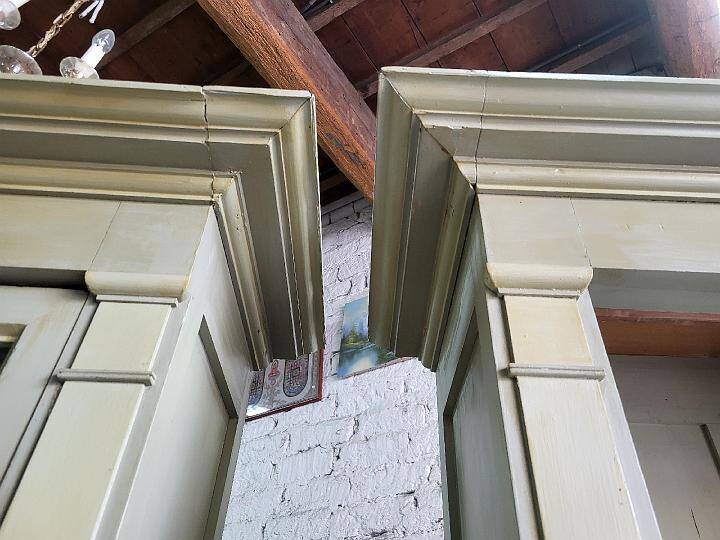 Magnificent pair of green painted fir bookcase display cabinet early 20th century