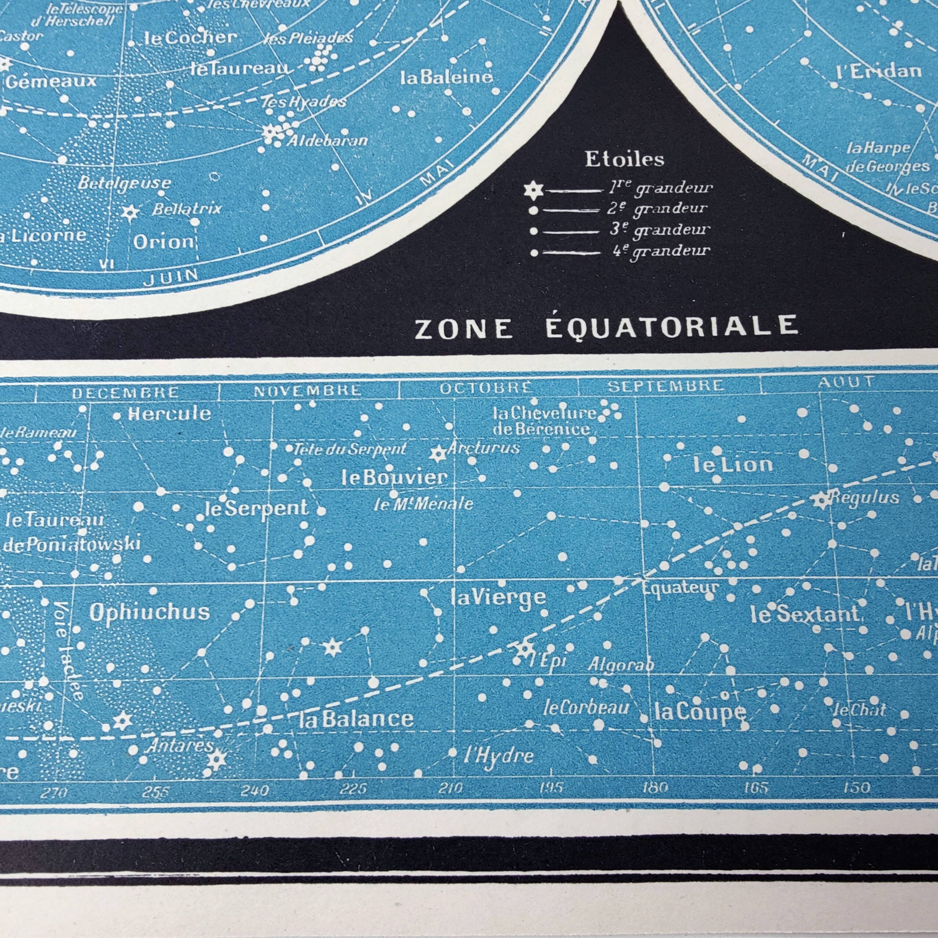 Lithograph plate of the sky, stars and astronomy 1900