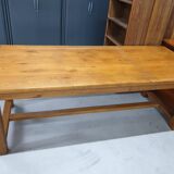 LOT Solid Oak Country Table and 6 Straw Seated Chairs