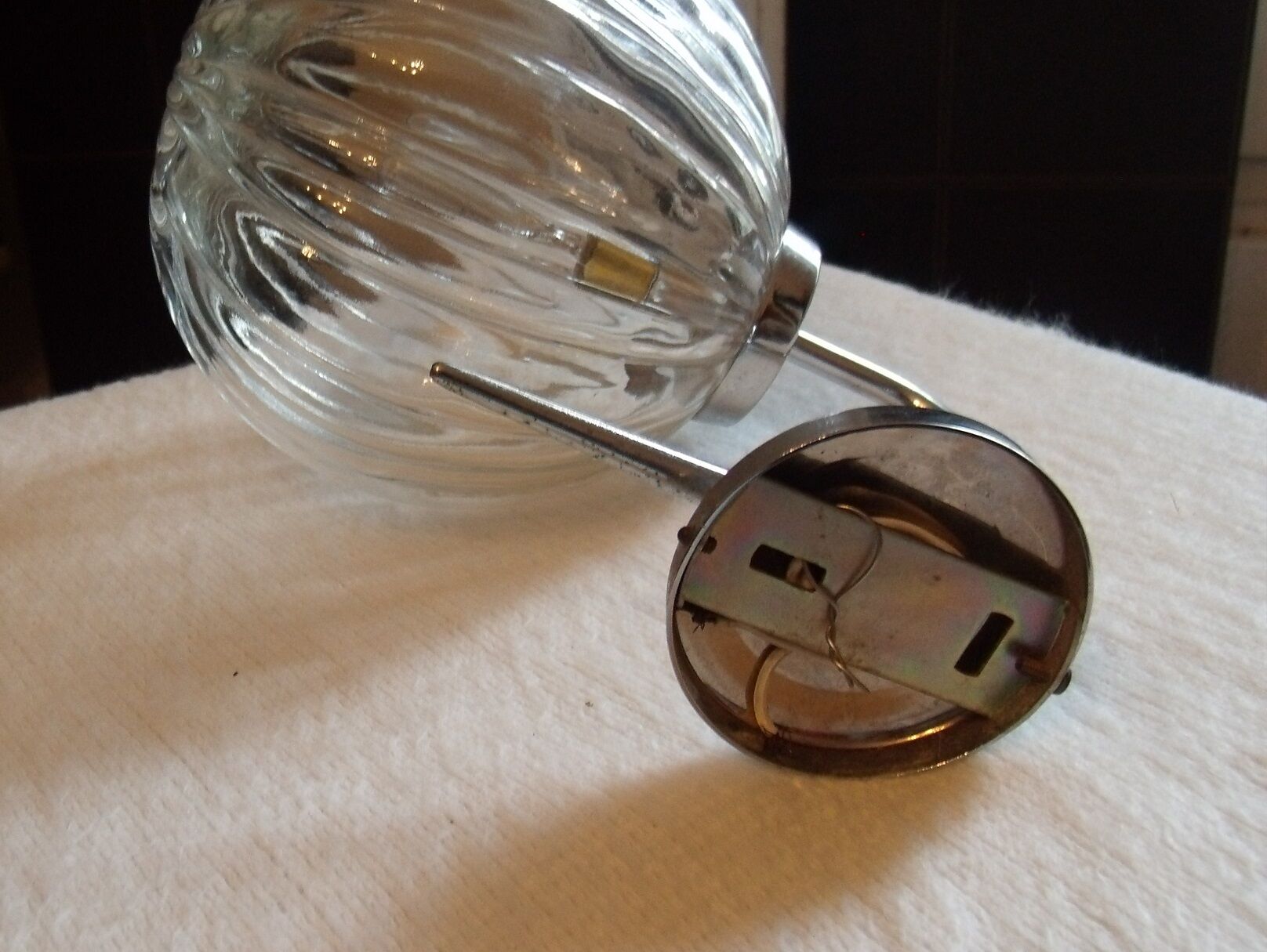 Pair of 1970 chrome and glass sconces
