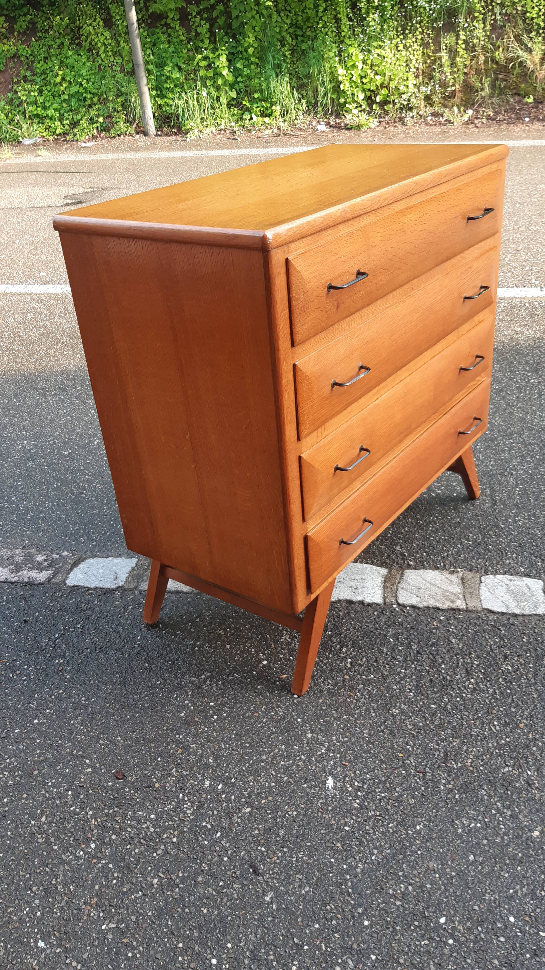 Vintage gilded oak chest of drawers