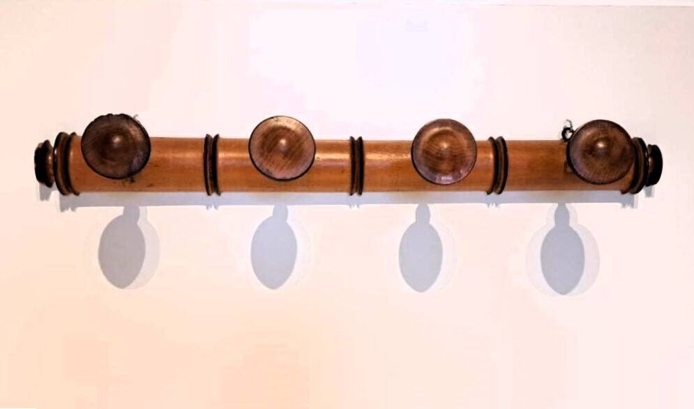 Coat rack "bamboo" with 4 old hooks.