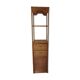Storage column, wooden bookshelf and woven rattan.