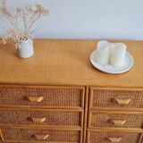 Rattan chest of drawers circa 1960s