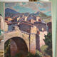 Painting signed sunny village soft colors