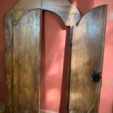 Antique Rustic Tuscan Window in Chestnut with Original Wrought Iron Hardware, 1800s