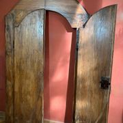 Antique Rustic Tuscan Window in Chestnut with Original Wrought Iron Hardware, 1800s