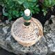 Green canister with wicker, vintage 60/70