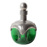 Art Nouveau Green Glass Decanter with Pewter Elements / France / 1960s