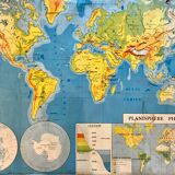 School map of the world / political and physical planisphere 60s