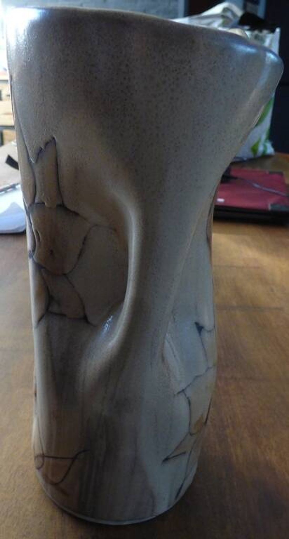 Beige vase by vallauris with flower pattern - excellent condition