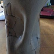 Beige vase by vallauris with flower pattern - excellent condition