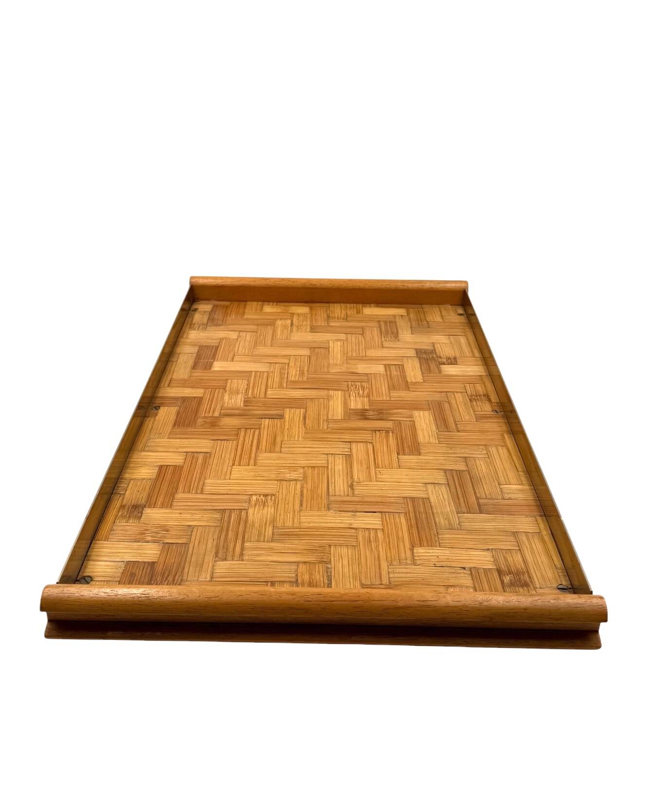 Hollywood regency bamboo and brass tray, Italy 1970s