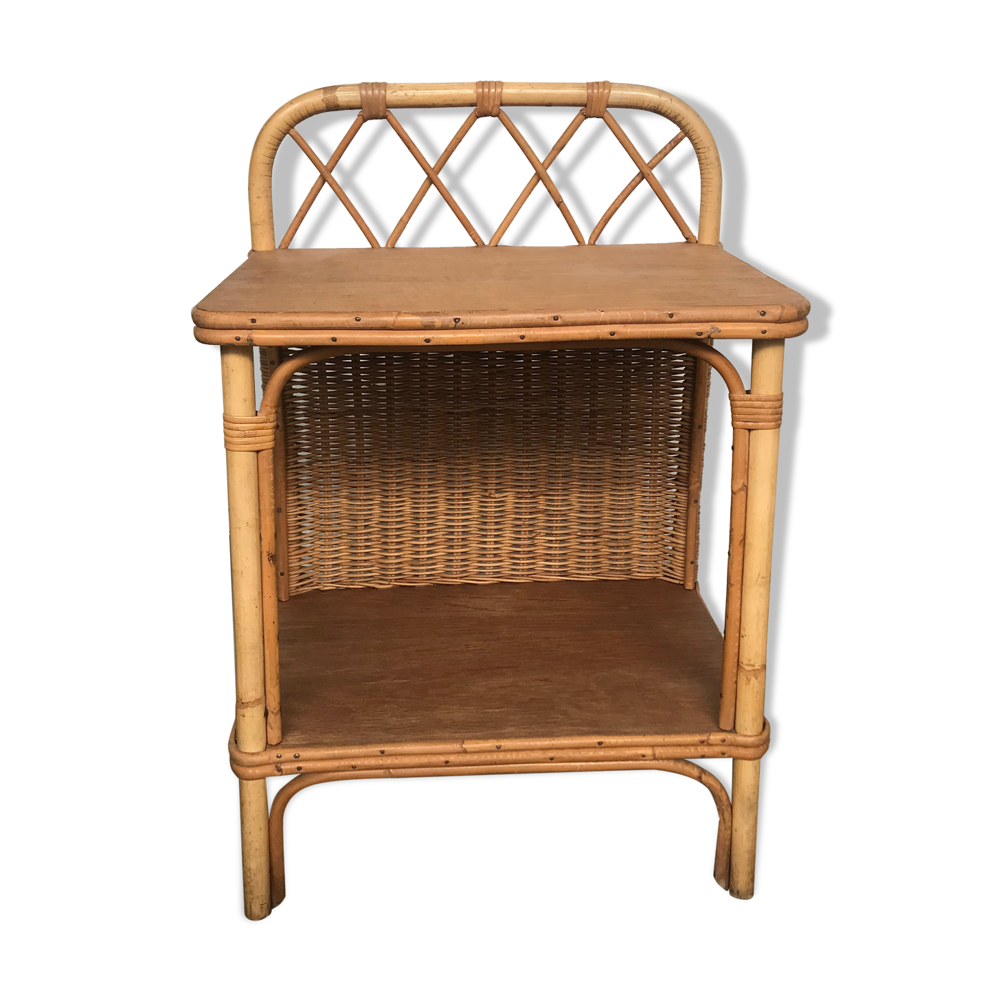 Bamboo and rattan bedside table