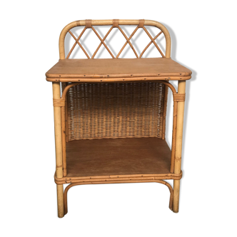 Bamboo and rattan bedside table