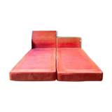 Bedroom in winked maple and fabric by Giovanni Offredi for Saporiti Italia 1970s